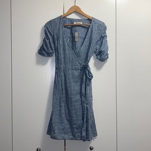 Madewell Blue Gingham Wrap Dress
